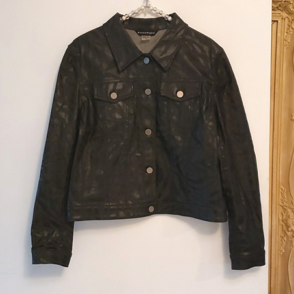 Bianca Nygard black stretch denim Jacket 12 NWOT - Picture 2 of 11